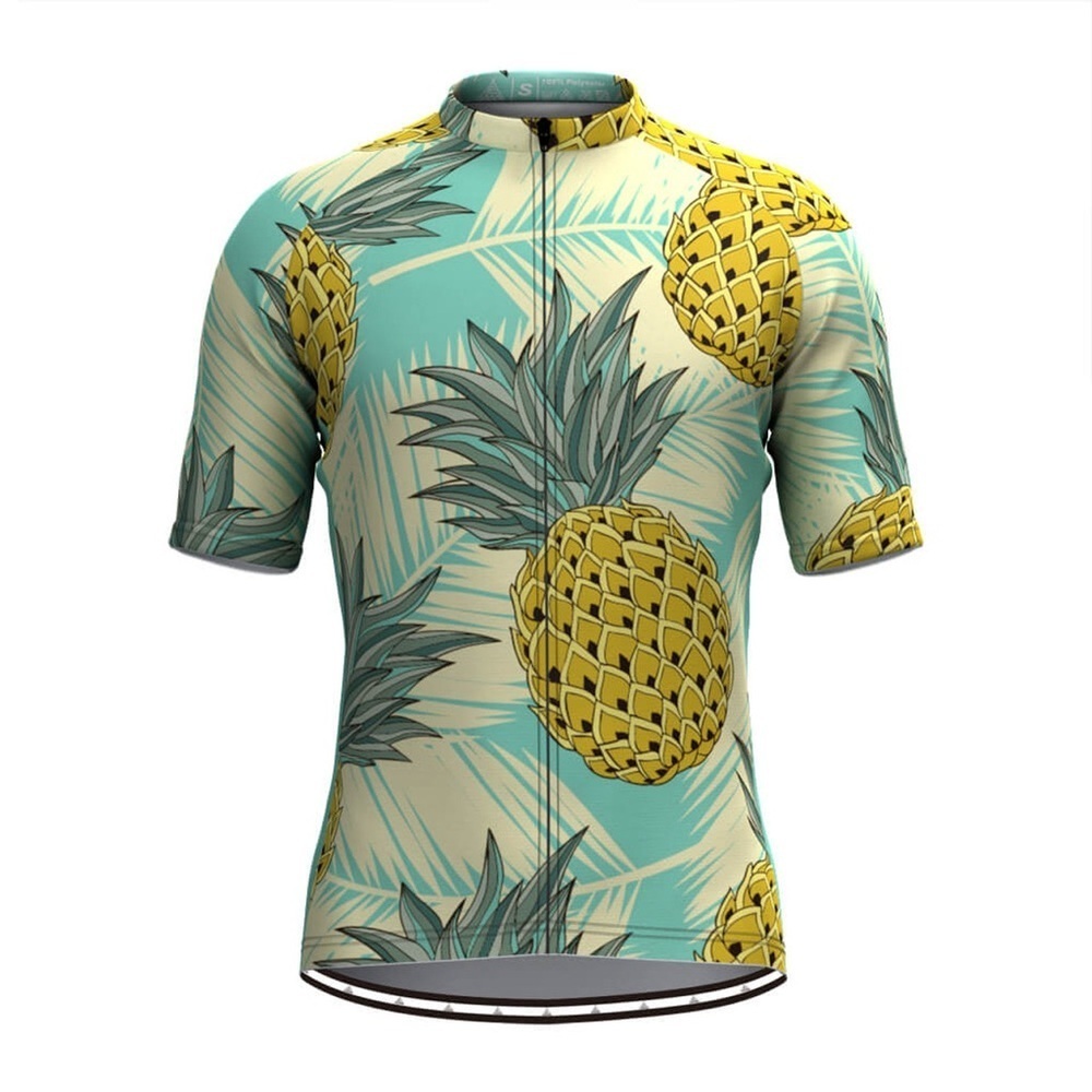 Free Cycle Men's Fruit Print Aloha Hawaiian Jersey - Pineapple Size XL